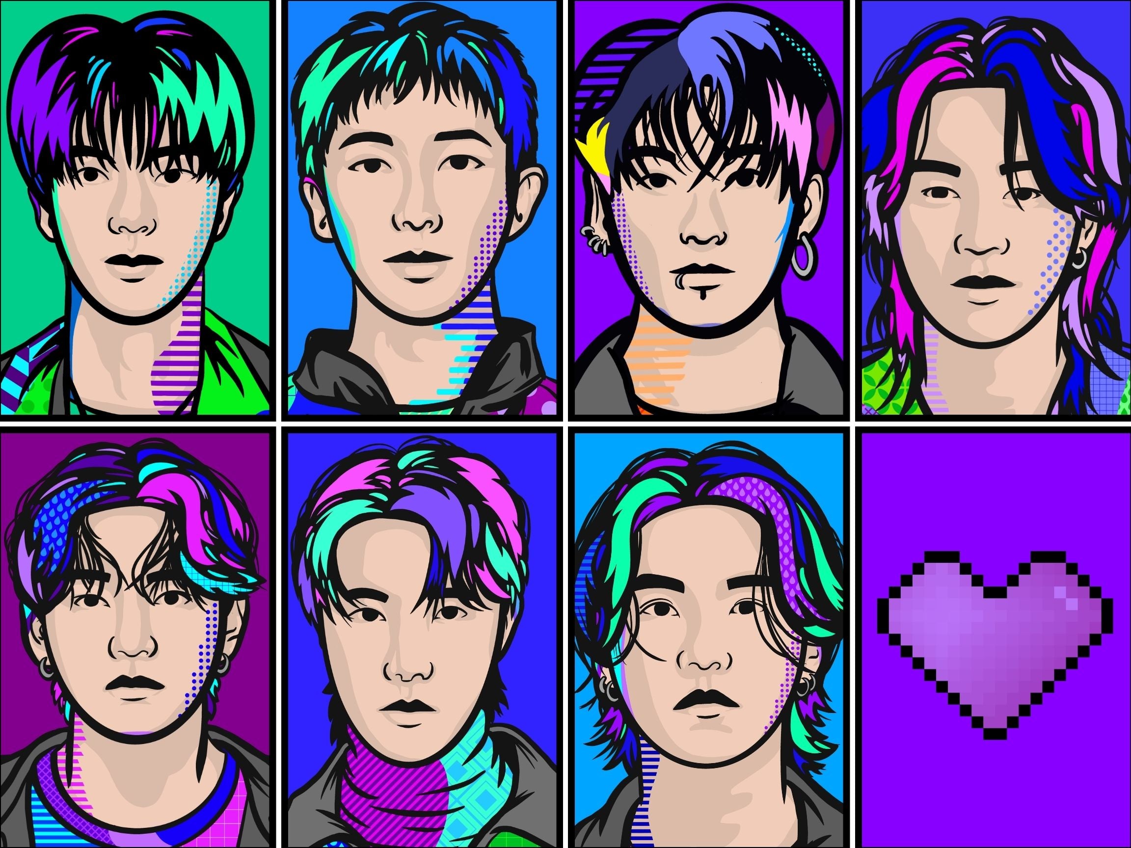BTS OT7 Pop Art Poster