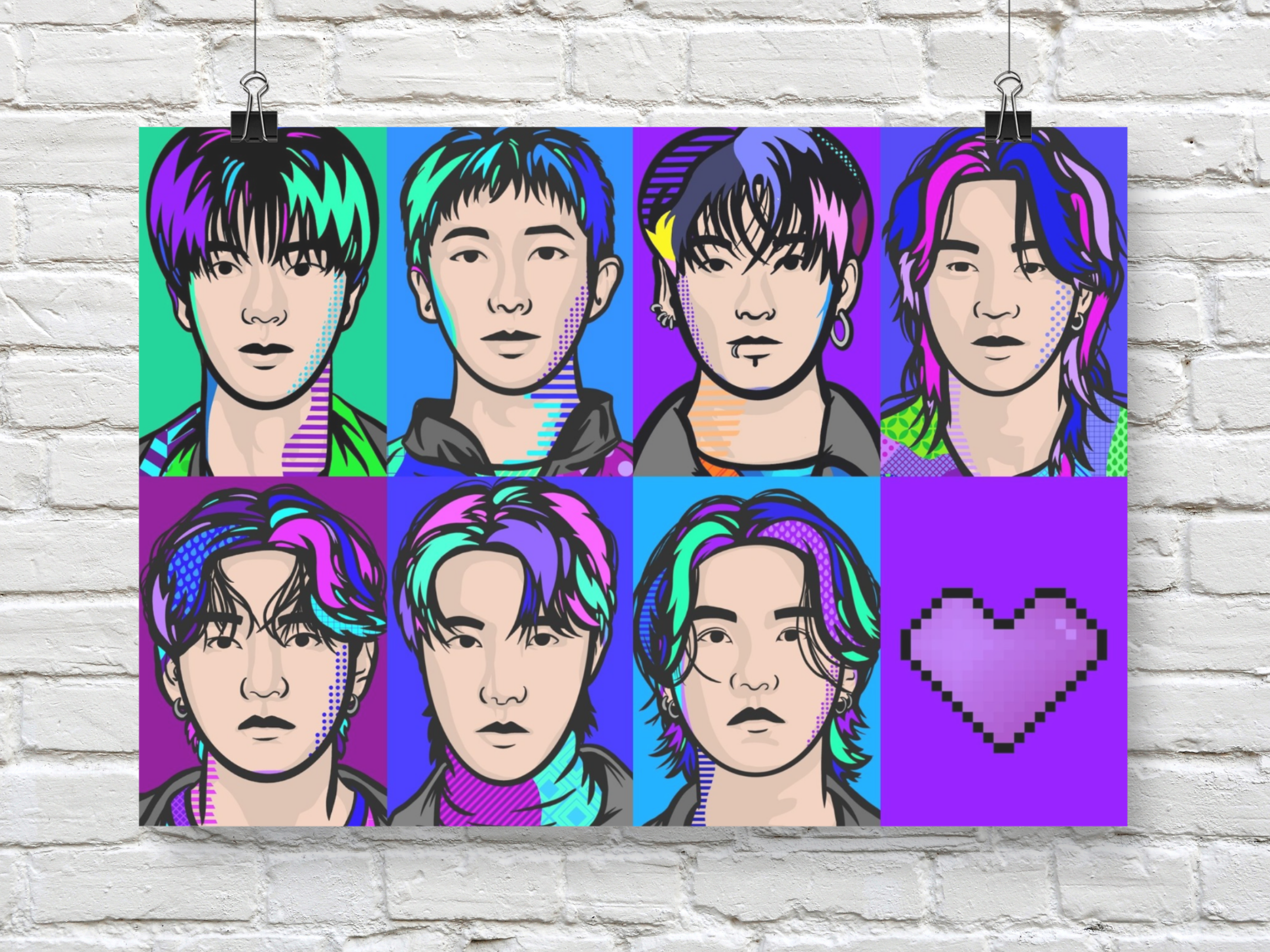 BTS OT7 Pop Art Poster (Digital Download)