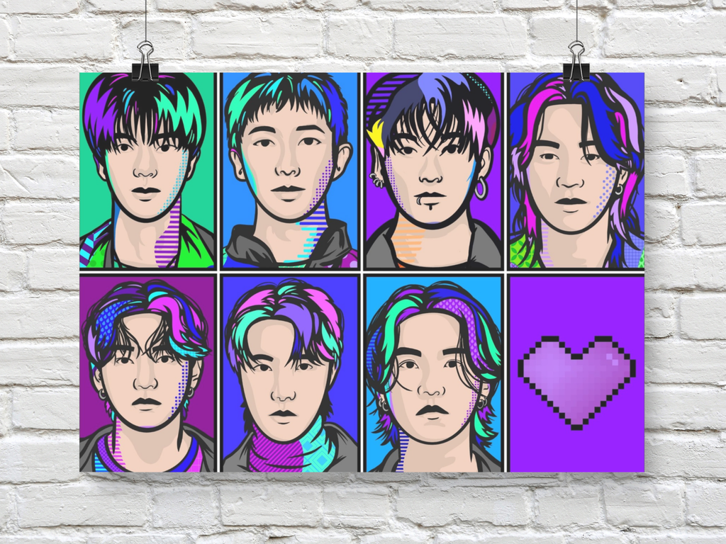 BTS OT7 Pop Art Poster (Digital Download)