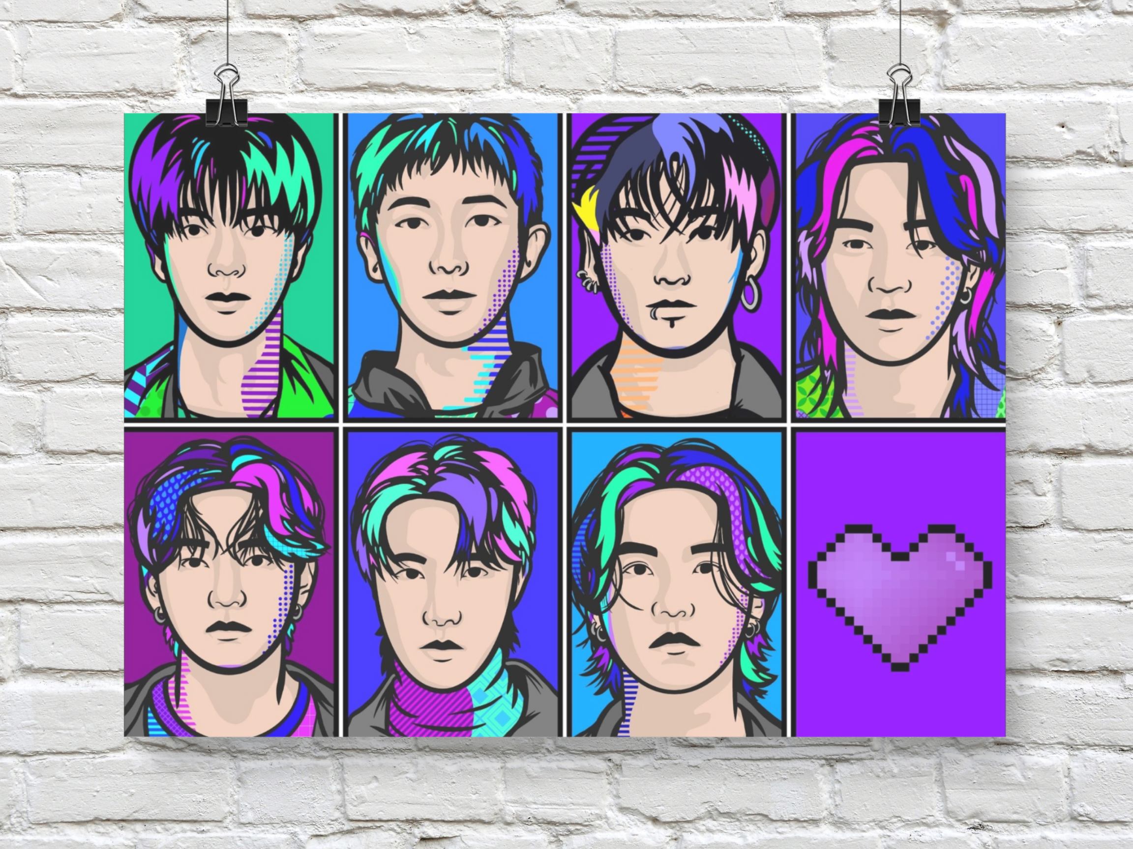 BTS OT7 Pop Art Poster (Digital Download)